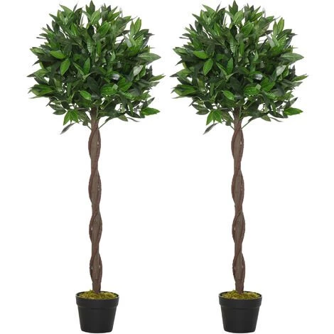 Outsunny Lauriers Artificiels Topiaires 1,20H M - Lot De 2 Lauriers Boules Artificiels - 741 Feuilles Réalistes Par Pied - Tronc Liane - Pot Inclus Noir Vert 3 Outsunny Lauriers Artificiels Topiaires 1,20H M - Lot De 2 Lauriers Boules Artificiels - 741 Feuilles Réalistes Par Pied - Tronc Liane - Pot Inclus Noir Vert