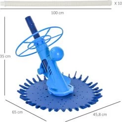 Outsunny Nettoyeur Aspirateur Piscine - Robot De Piscine Hydraulique Automatique - Branchement Pompe 370-1100 W Max. - ABS TPU Bleu - Bleu -Outsunny Soldes Magasin 38154187 3