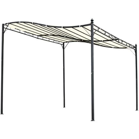 Outsunny Pergola Tonnelle De Jardin Auvent 2,97 X 2,97 M Adossable Métal Noir Polyester Anti-UV Beige 7 Outsunny Pergola Tonnelle De Jardin Auvent 2,97 X 2,97 M Adossable Métal Noir Polyester Anti-UV Beige – Image 5