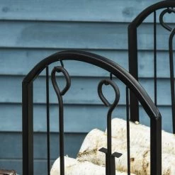 Outsunny Serviteur De Cheminée - Porte Bûches - Range Bûches Multi-accessoires 2 étagères Métal Noir - Noir -Outsunny Soldes Magasin 41334444 5