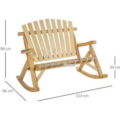 Outsunny Fauteuil De Jardin Adirondack à Bascule 2 Places Rocking Chair Style Néo-rétro Assise Dossier Ergonomique Bois Naturel De Pin -Outsunny Soldes Magasin 4150584 3