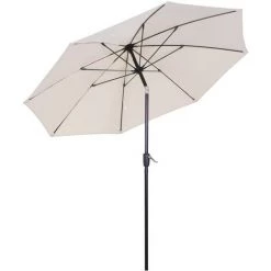Outsunny Parasol Inclinable Aluminium Fibre De Verre Polyester Diamètre 2,65 M Coloris Crème