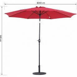 Outsunny Parasol Inclinable Aluminium Fibre De Verre Polyester Diamètre 2,65 M Coloris Rouge -Outsunny Soldes Magasin 4359002 3
