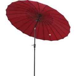 Outsunny Parasol Inclinable Rond Avec Manivelle Aluminium Fibre De Verre Polyester Diamètre 2,60 M Coloris Rouge - Rouge