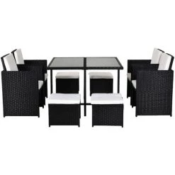 Outsunny Ensemble Salon De Jardin Encastrable 8 Personnes 9 Pièces Résine Tressée 4 Fils Imitation Rotin Noir Coussins Déhoussables Crème - Noir 11 Outsunny Ensemble Salon De Jardin Encastrable 8 Personnes 9 Pièces Résine Tressée 4 Fils Imitation Rotin Noir Coussins Déhoussables Crème - Noir -Outsunny Soldes Magasin 45628500 5