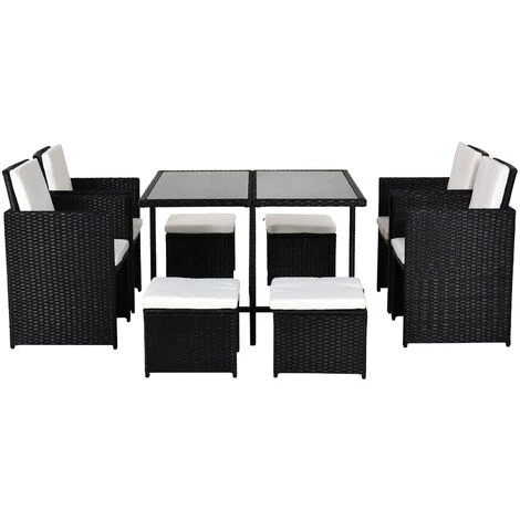 Outsunny Ensemble Salon De Jardin Encastrable 8 Personnes 9 Pièces Résine Tressée 4 Fils Imitation Rotin Noir Coussins Déhoussables Crème - Noir 7 Outsunny Ensemble Salon De Jardin Encastrable 8 Personnes 9 Pièces Résine Tressée 4 Fils Imitation Rotin Noir Coussins Déhoussables Crème - Noir – Image 5