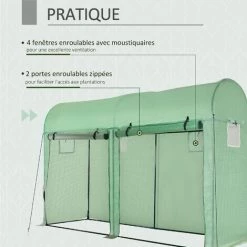 Outsunny Serre De Jardin Serre à Tomates Dim. 3L X 1l X 2H M 2 Portes Zippées Déroulantes 4 Fenêtres Enroulables Acier PE Haute Densité 140 G/m² Anti-UV Vert 11 Outsunny Serre De Jardin Serre à Tomates Dim. 3L X 1l X 2H M 2 Portes Zippées Déroulantes 4 Fenêtres Enroulables Acier PE Haute Densité 140 G/m² Anti-UV Vert -Outsunny Soldes Magasin 45628520 5