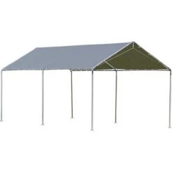 Outsunny Carport Auvent Pour Voiture 5,95L X 2,90l X 2,60H M Acier Galvanisé Robuste PE Haute Densité Gris - Gris -Outsunny Soldes Magasin 45647494 4