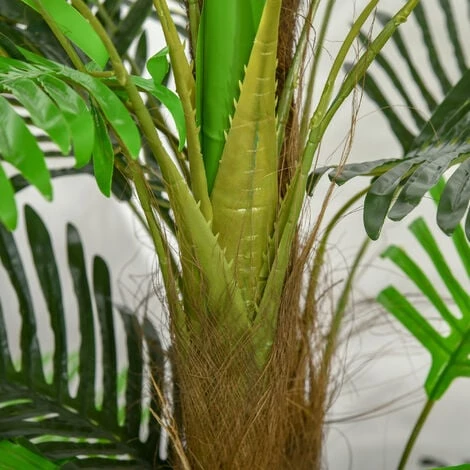 Outsunny Palmier Artificiel H.1,85 M Arbre Artificiel Tronc Branches Lichen Feuilles Grand Réalisme Pot Inclus - Vert 6 Outsunny Palmier Artificiel H.1,85 M Arbre Artificiel Tronc Branches Lichen Feuilles Grand Réalisme Pot Inclus - Vert – Image 4