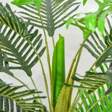 Outsunny Palmier Artificiel H.1,85 M Arbre Artificiel Tronc Branches Lichen Feuilles Grand Réalisme Pot Inclus - Vert 7 Outsunny Palmier Artificiel H.1,85 M Arbre Artificiel Tronc Branches Lichen Feuilles Grand Réalisme Pot Inclus - Vert – Image 5