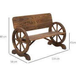 Outsunny Banc De Jardin 3 Places Style Rustique Chic Accoudoirs Roues De Charette Bois Sapin Traité Carbonisation - Marron 9 Outsunny Banc De Jardin 3 Places Style Rustique Chic Accoudoirs Roues De Charette Bois Sapin Traité Carbonisation - Marron -Outsunny Soldes Magasin 47114245 3