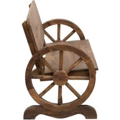 Outsunny Banc De Jardin 3 Places Style Rustique Chic Accoudoirs Roues De Charette Bois Sapin Traité Carbonisation - Marron 11 Outsunny Banc De Jardin 3 Places Style Rustique Chic Accoudoirs Roues De Charette Bois Sapin Traité Carbonisation - Marron -Outsunny Soldes Magasin 47114245 5
