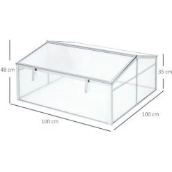 Outsunny Mini Serre De Jardin Serre à Tomates Dim. 100L X 100l X 48H Cm 2 Pannneaux Toits Ouvrables Réglables Alu. Polycarbonate 9 Outsunny Mini Serre De Jardin Serre à Tomates Dim. 100L X 100l X 48H Cm 2 Pannneaux Toits Ouvrables Réglables Alu. Polycarbonate -Outsunny Soldes Magasin 47140857 3