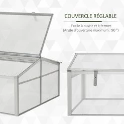 Outsunny Mini Serre De Jardin Serre à Tomates Dim. 100L X 100l X 48H Cm 2 Pannneaux Toits Ouvrables Réglables Alu. Polycarbonate 11 Outsunny Mini Serre De Jardin Serre à Tomates Dim. 100L X 100l X 48H Cm 2 Pannneaux Toits Ouvrables Réglables Alu. Polycarbonate -Outsunny Soldes Magasin 47140857 5