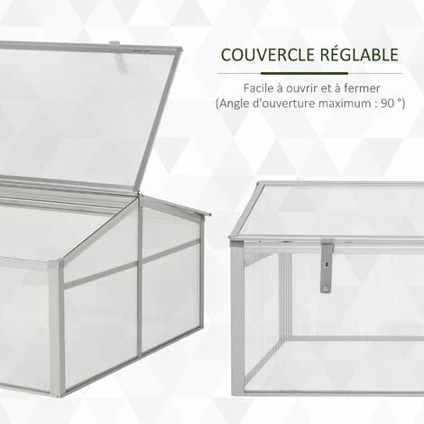 Outsunny Mini Serre De Jardin Serre à Tomates Dim. 100L X 100l X 48H Cm 2 Pannneaux Toits Ouvrables Réglables Alu. Polycarbonate 7 Outsunny Mini Serre De Jardin Serre à Tomates Dim. 100L X 100l X 48H Cm 2 Pannneaux Toits Ouvrables Réglables Alu. Polycarbonate – Image 5