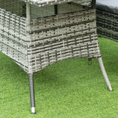 Outsunny Ensemble Salon De Jardin 6 Personnes - Grande Table Rectangulaire, 6 Fauteuils - 6 Coussins D'assise Déhoussables Inclus - Métal époxy Verre Trempé 5 Mm Résine Tressée Grise - Gris 6 Outsunny Ensemble Salon De Jardin 6 Personnes - Grande Table Rectangulaire, 6 Fauteuils - 6 Coussins D'assise Déhoussables Inclus - Métal époxy Verre Trempé 5 Mm Résine Tressée Grise - Gris – Image 4