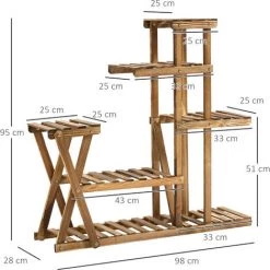 Outsunny Étagère à Fleurs En Bois - Porte Plante Bois 6 Tablettes - Dim. 98L X 28l X 95H Cm - Bois De Sapin Traité Carbonisation - Marron 9 Outsunny Étagère à Fleurs En Bois - Porte Plante Bois 6 Tablettes - Dim. 98L X 28l X 95H Cm - Bois De Sapin Traité Carbonisation - Marron -Outsunny Soldes Magasin 47488986 3