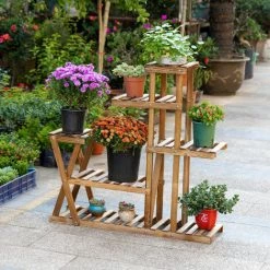 Outsunny Étagère à Fleurs En Bois - Porte Plante Bois 6 Tablettes - Dim. 98L X 28l X 95H Cm - Bois De Sapin Traité Carbonisation - Marron 10 Outsunny Étagère à Fleurs En Bois - Porte Plante Bois 6 Tablettes - Dim. 98L X 28l X 95H Cm - Bois De Sapin Traité Carbonisation - Marron -Outsunny Soldes Magasin 47488986 4