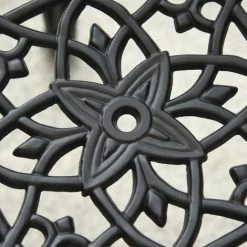 Outsunny Ensemble Salon De Jardin 2 Places 2 Chaises + Table Ronde Fonte D'aluminium Imitation Fer Forgé Noir -Outsunny Soldes Magasin 47489007 5