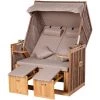 Outsunny Corbeille De Plage 2 Places Pliable - Cabine De Plage Inclinable - Abri Plage Strandkorb - Coussins, Repose-pieds, Tablettes, Pare-soleil - Bois Résine Tressée Polyester Taupe - Marron -Outsunny Soldes Magasin 47489039 1