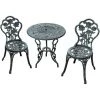 Outsunny Ensemble Salon De Jardin 2 Places 2 Chaises + Table Ronde Style Néo-rétro Motif Rose Lignes Fuselées Fonte D'aluminium Vert Vieilli -Outsunny Soldes Magasin 48139663 1