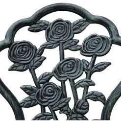 Outsunny Ensemble Salon De Jardin 2 Places 2 Chaises + Table Ronde Style Néo-rétro Motif Rose Lignes Fuselées Fonte D'aluminium Vert Vieilli -Outsunny Soldes Magasin 48139663 4