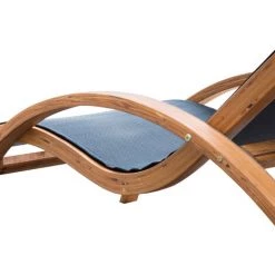 Outsunny Transat Chaise Longue Design Style Tropical Bois Massif Naturel Coloris Beige Noir -Outsunny Soldes Magasin 48139902 5