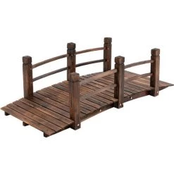 Outsunny Pont De Jardin - Pont De Bassin - Passerelle En Bois - Dim. 152,5L X 67l X 48H Cm - Bois De Sapin Traité Carbonisation -Outsunny Soldes Magasin 48139911 4