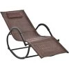 Outsunny Chaise Longue à Bascule Rocking Chair Design Contemporain Dim. 160L X 61l X 79H Cm Métal Textilène Brun - Brun -Outsunny Soldes Magasin 48159375 1