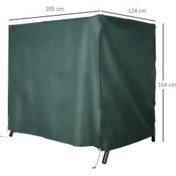 Outsunny Housse De Protection Balancelle De Jardin 3 Places Bâche étanche Dim. 2,05L X 1,24l X 1,64H M Polyester PVC Haute Densité Vert -Outsunny Soldes Magasin 48441363 3
