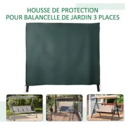 Outsunny Housse De Protection Balancelle De Jardin 3 Places Bâche étanche Dim. 2,05L X 1,24l X 1,64H M Polyester PVC Haute Densité Vert -Outsunny Soldes Magasin 48441363 4