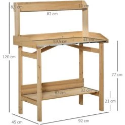 Outsunny Table De Rempotage Jardinage - 2 étagères Plateau Tôle Acier Galvanisé Avec Rebord - Bois Sapin Pré-huilé -Outsunny Soldes Magasin 48873230 3