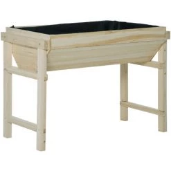 Outsunny Jardinière Sur Pieds Potager Dim. 108,5L X 60l X 80H Cm Inserts D'irrigation + Feutre De Drainage Inclus Bois Sapin - Beige