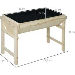 Outsunny Jardinière Sur Pieds Potager Dim. 108,5L X 60l X 80H Cm Inserts D'irrigation + Feutre De Drainage Inclus Bois Sapin - Beige -Outsunny Soldes Magasin 48873237 3
