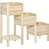 Outsunny Jardinière Sur Pieds Carré Potager 3 étages Dim. 125L X 45l X 108H Cm Inserts D'irrigation étagère Bois Sapin Naturel - Beige -Outsunny Soldes Magasin 48873244 1