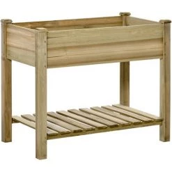 Outsunny Jardinière Sur Pieds Potager Avec étagère à Lattes Dim. 91L X 51l X 76H Cm Bois Sapin Autoclave