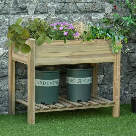 Outsunny Jardinière Sur Pieds Potager Avec étagère à Lattes Dim. 91L X 51l X 76H Cm Bois Sapin Autoclave 4 Outsunny Jardinière Sur Pieds Potager Avec étagère à Lattes Dim. 91L X 51l X 76H Cm Bois Sapin Autoclave – Image 2