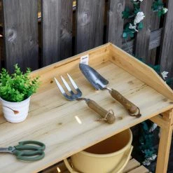 Outsunny Table De Rempotage Jardinage - étagère à Lattes - Plateau Avec Rebords - Bois Sapin Pré-huilé -Outsunny Soldes Magasin 48873255 4