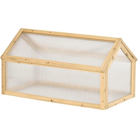 Outsunny Mini Serre De Jardin Serre à Tomates Dim. 90L X 52l X 49,5H Cm Toit Ouvrable Panneaux De Polycarbonate Bois Sapin Pré-huilé - Beige 3 Outsunny Mini Serre De Jardin Serre à Tomates Dim. 90L X 52l X 49,5H Cm Toit Ouvrable Panneaux De Polycarbonate Bois Sapin Pré-huilé - Beige