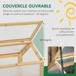 Outsunny Mini Serre De Jardin Serre à Tomates Dim. 90L X 52l X 49,5H Cm Toit Ouvrable Panneaux De Polycarbonate Bois Sapin Pré-huilé - Beige 10 Outsunny Mini Serre De Jardin Serre à Tomates Dim. 90L X 52l X 49,5H Cm Toit Ouvrable Panneaux De Polycarbonate Bois Sapin Pré-huilé - Beige -Outsunny Soldes Magasin 48873258 4