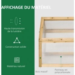 Outsunny Mini Serre De Jardin Serre à Tomates Dim. 90L X 52l X 49,5H Cm Toit Ouvrable Panneaux De Polycarbonate Bois Sapin Pré-huilé - Beige 11 Outsunny Mini Serre De Jardin Serre à Tomates Dim. 90L X 52l X 49,5H Cm Toit Ouvrable Panneaux De Polycarbonate Bois Sapin Pré-huilé - Beige -Outsunny Soldes Magasin 48873258 5
