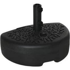 Outsunny Pied De Parasol Base De Lestage Parasol Demi-cercle Dim. 50L X 31l X 38H Cm HDPE Acier Motif Fleurs Feuilles Noir - Noir