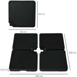 Outsunny Pied De Parasol Lot De 4 Dalles Pour Parasol à Lester Dim. Tot. 100L X 100l X 6,8H Cm HDPE Surface Granuleuse Noir - Noir 9 Outsunny Pied De Parasol Lot De 4 Dalles Pour Parasol à Lester Dim. Tot. 100L X 100l X 6,8H Cm HDPE Surface Granuleuse Noir - Noir -Outsunny Soldes Magasin 48873303 3