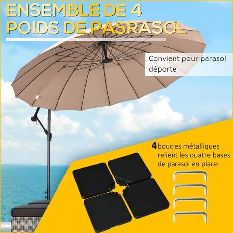 Outsunny Pied De Parasol Lot De 4 Dalles Pour Parasol à Lester Dim. Tot. 100L X 100l X 6,8H Cm HDPE Surface Granuleuse Noir - Noir 6 Outsunny Pied De Parasol Lot De 4 Dalles Pour Parasol à Lester Dim. Tot. 100L X 100l X 6,8H Cm HDPE Surface Granuleuse Noir - Noir – Image 4