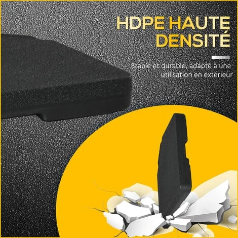 Outsunny Pied De Parasol Lot De 4 Dalles Pour Parasol à Lester Dim. Tot. 100L X 100l X 6,8H Cm HDPE Surface Granuleuse Noir - Noir 7 Outsunny Pied De Parasol Lot De 4 Dalles Pour Parasol à Lester Dim. Tot. 100L X 100l X 6,8H Cm HDPE Surface Granuleuse Noir - Noir – Image 5