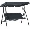 Outsunny Balancelle De Jardin 3 Places Toit Inclinaison Réglable Coussins Assise Et Dossier 1,72L X 1,2l X 1,53H M Acier époxy Noir Polyester Gris -Outsunny Soldes Magasin 49150238 1