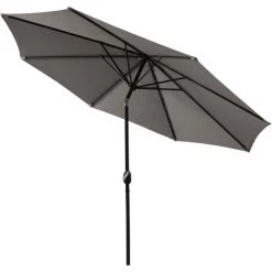 Outsunny Parasol Inclinable Octogonal Ø 3 X 2,45 M Ouverture Fermeture Par Manivelle Métal Polyester Haute Densité Gris Clair