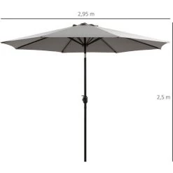 Outsunny Parasol Inclinable Octogonal Ø 3 X 2,45 M Ouverture Fermeture Par Manivelle Métal Polyester Haute Densité Gris Clair 9 Outsunny Parasol Inclinable Octogonal Ø 3 X 2,45 M Ouverture Fermeture Par Manivelle Métal Polyester Haute Densité Gris Clair -Outsunny Soldes Magasin 49279743 3