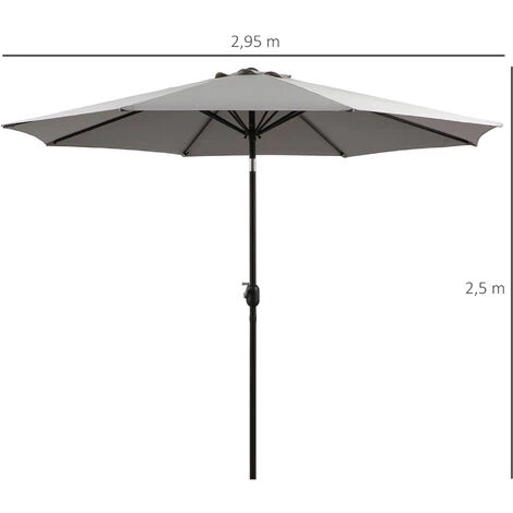 Outsunny Parasol Inclinable Octogonal Ø 3 X 2,45 M Ouverture Fermeture Par Manivelle Métal Polyester Haute Densité Gris Clair 5 Outsunny Parasol Inclinable Octogonal Ø 3 X 2,45 M Ouverture Fermeture Par Manivelle Métal Polyester Haute Densité Gris Clair – Image 3