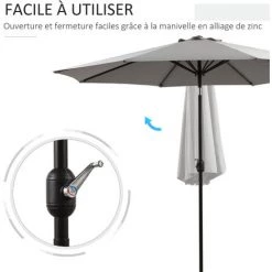 Outsunny Parasol Inclinable Octogonal Ø 3 X 2,45 M Ouverture Fermeture Par Manivelle Métal Polyester Haute Densité Gris Clair 11 Outsunny Parasol Inclinable Octogonal Ø 3 X 2,45 M Ouverture Fermeture Par Manivelle Métal Polyester Haute Densité Gris Clair -Outsunny Soldes Magasin 49279743 5